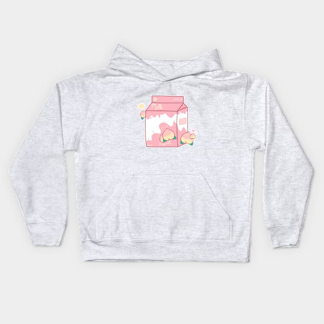 Peach Milk Kids Hoodie by pompomcherry